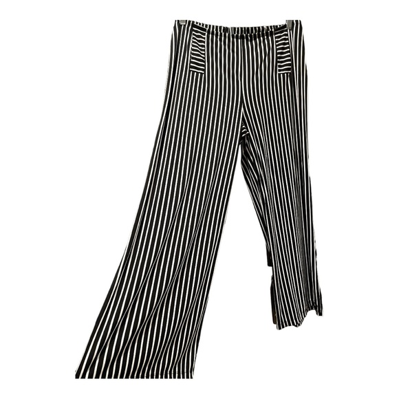 Robert Louis- Black/White Striped Pants, High Waisted, Elastic Waistband. - Picture 1 of 4